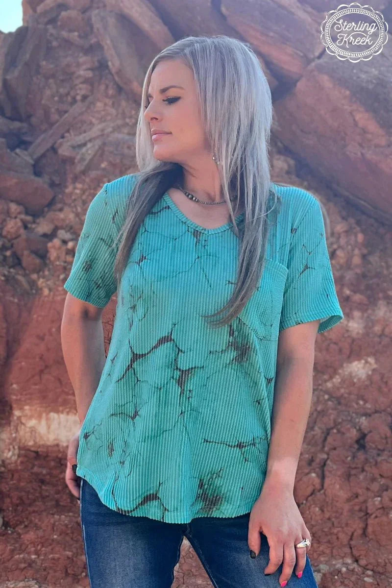 Sterling Kreek Turquoise Herd V-Neck Top