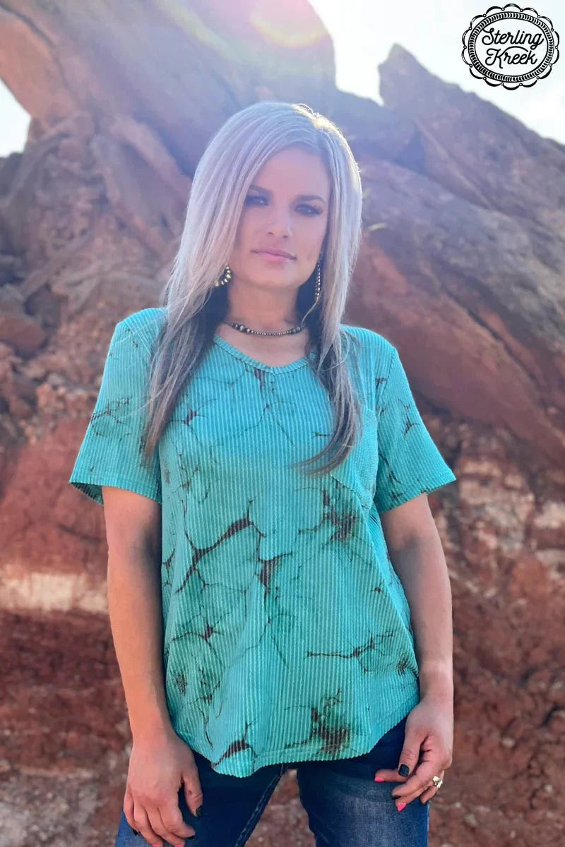 Sterling Kreek Turquoise Herd V-Neck Top