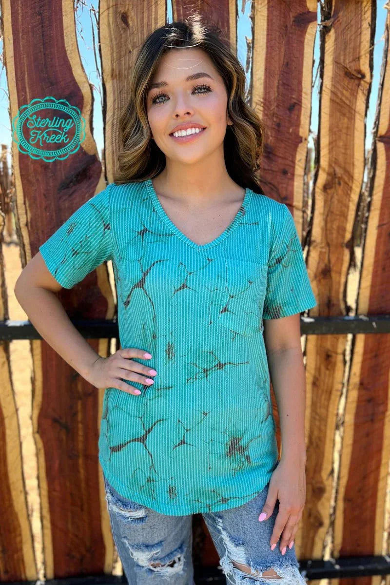 Sterling Kreek Turquoise Herd V-Neck Top