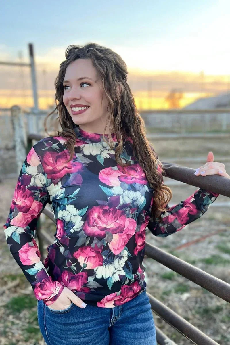 Sterling Kreek Where Flowers Bloom Mesh Top