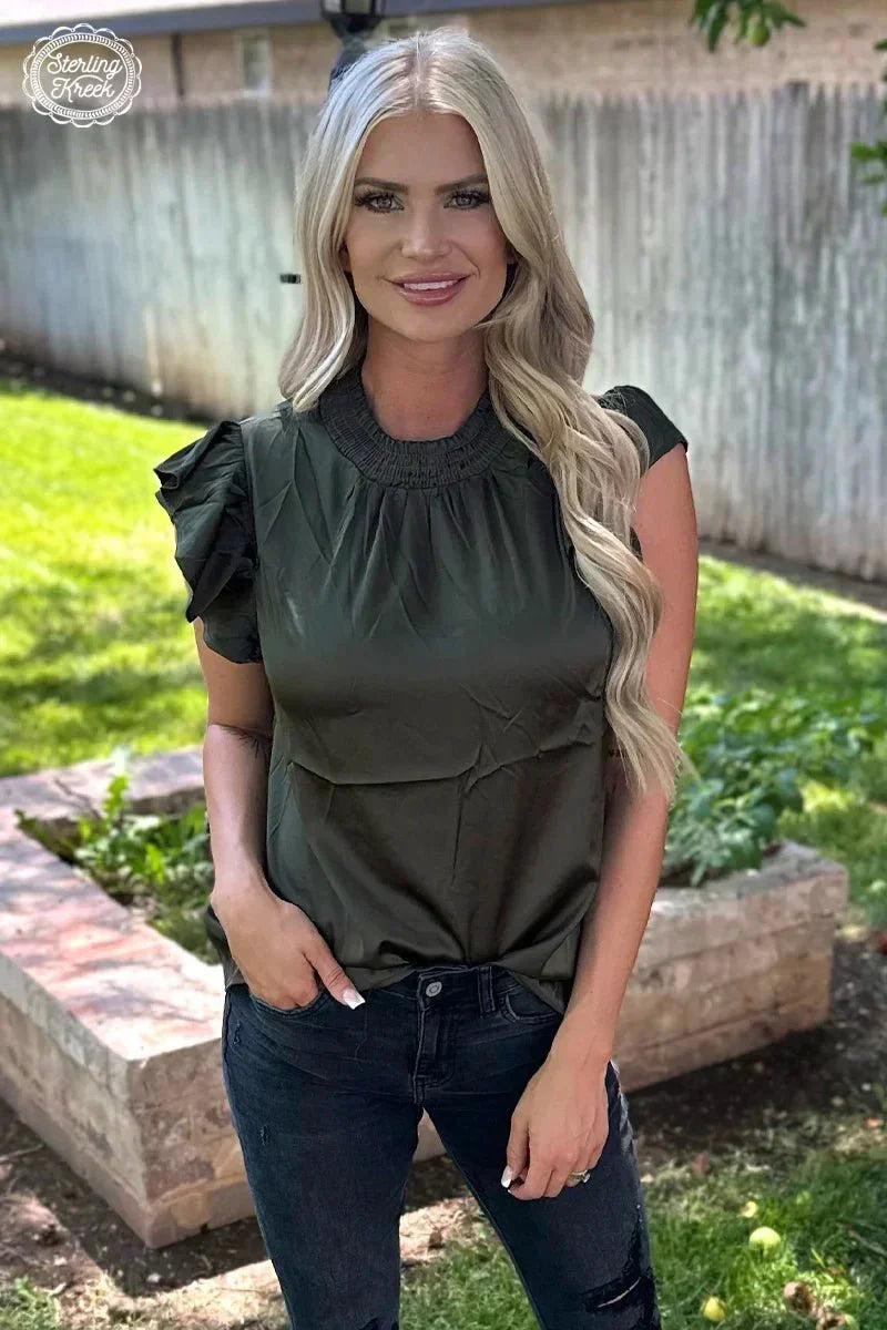 PLUS Hunter Green Babydoll Top