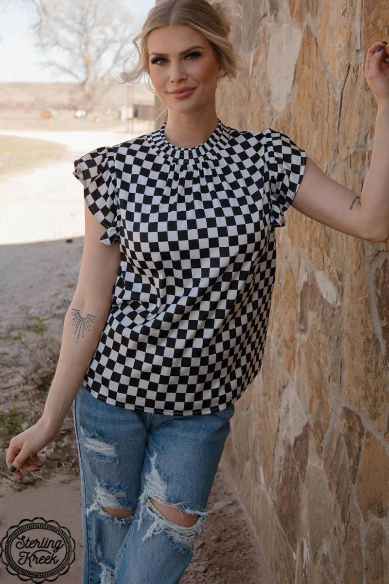 PLUS Sterling Kreek Babydoll Checked Top