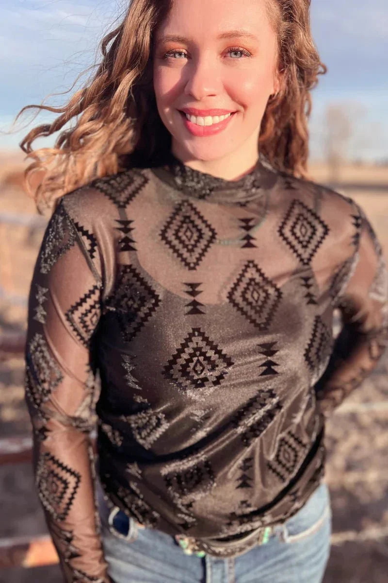 Sterling Kreek Berlin Long Sleeve Mesh Top