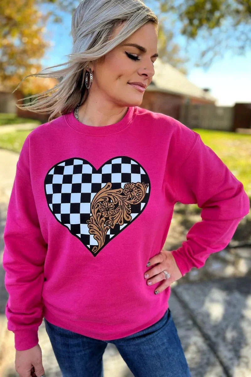 Sterling Kreek Checkered In Love Sweatshirt