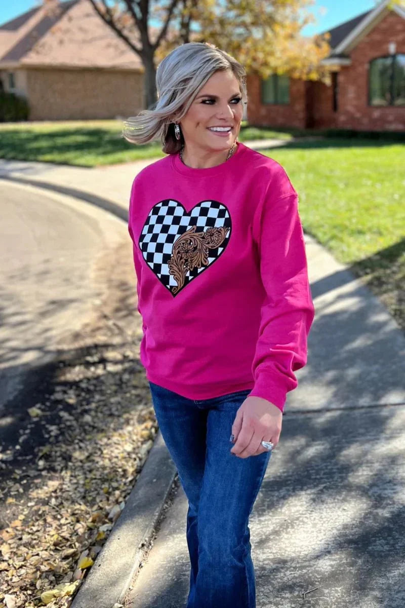 Sterling Kreek Checkered In Love Sweatshirt