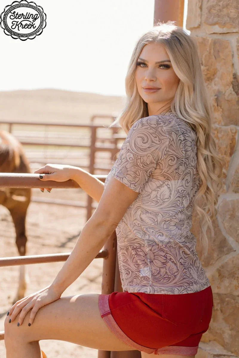 Sterling Kreek Country Tooled Mesh Top*