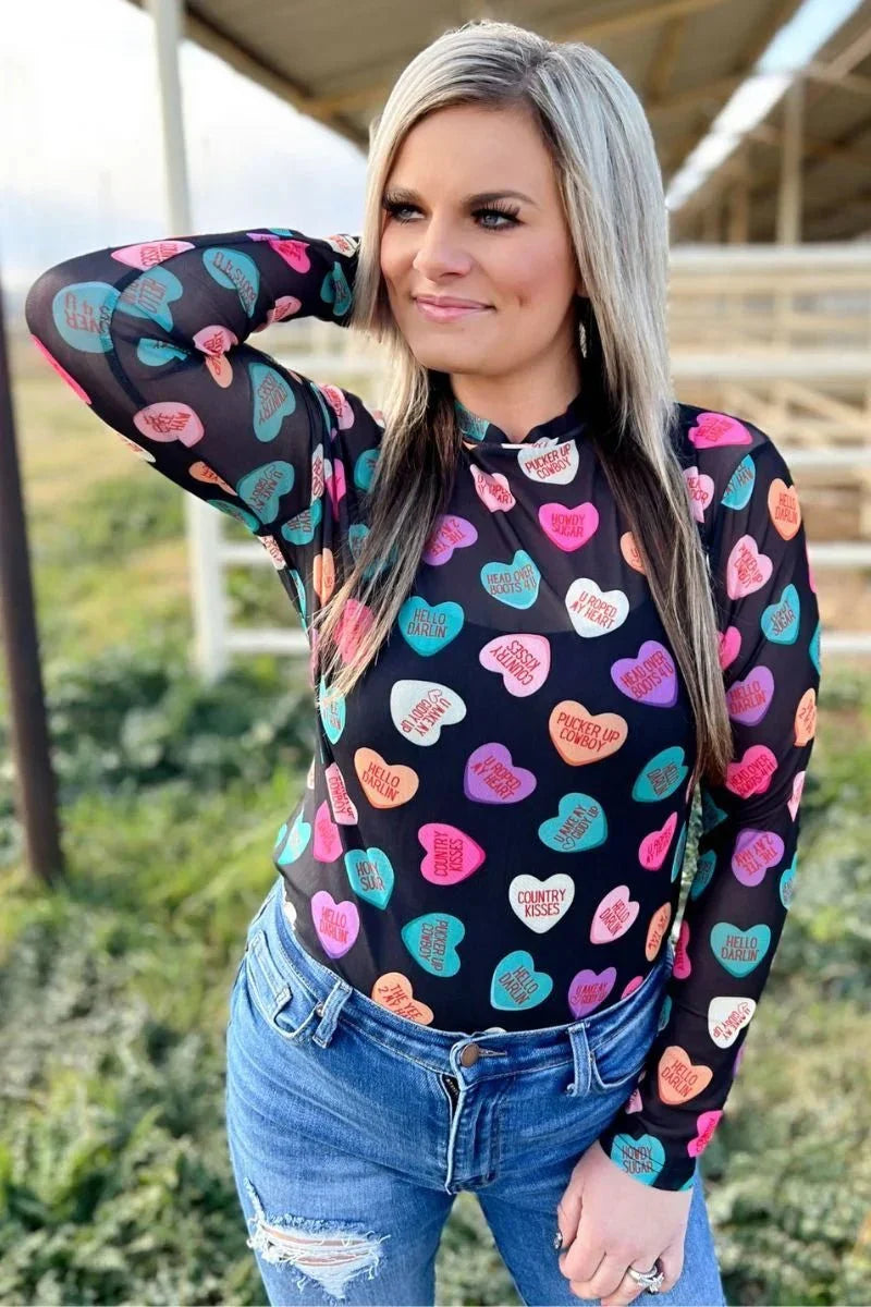 Sterling Kreek Cowboy Sweetheart Mesh Top