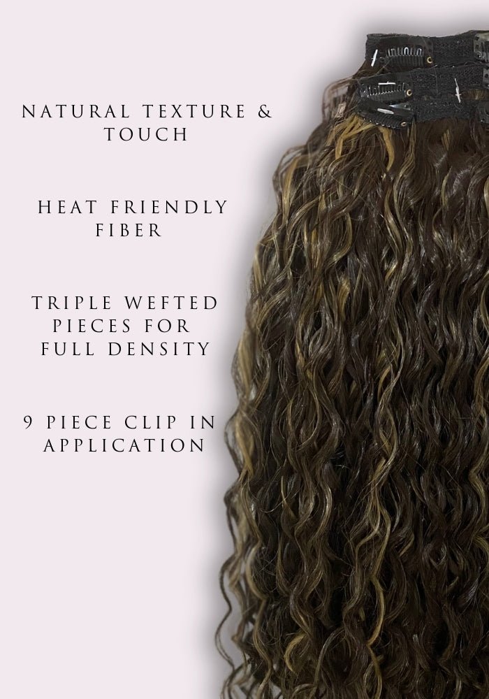 Curly Synthetic Hair Extensions | 9 Piece Clip-In 22inches