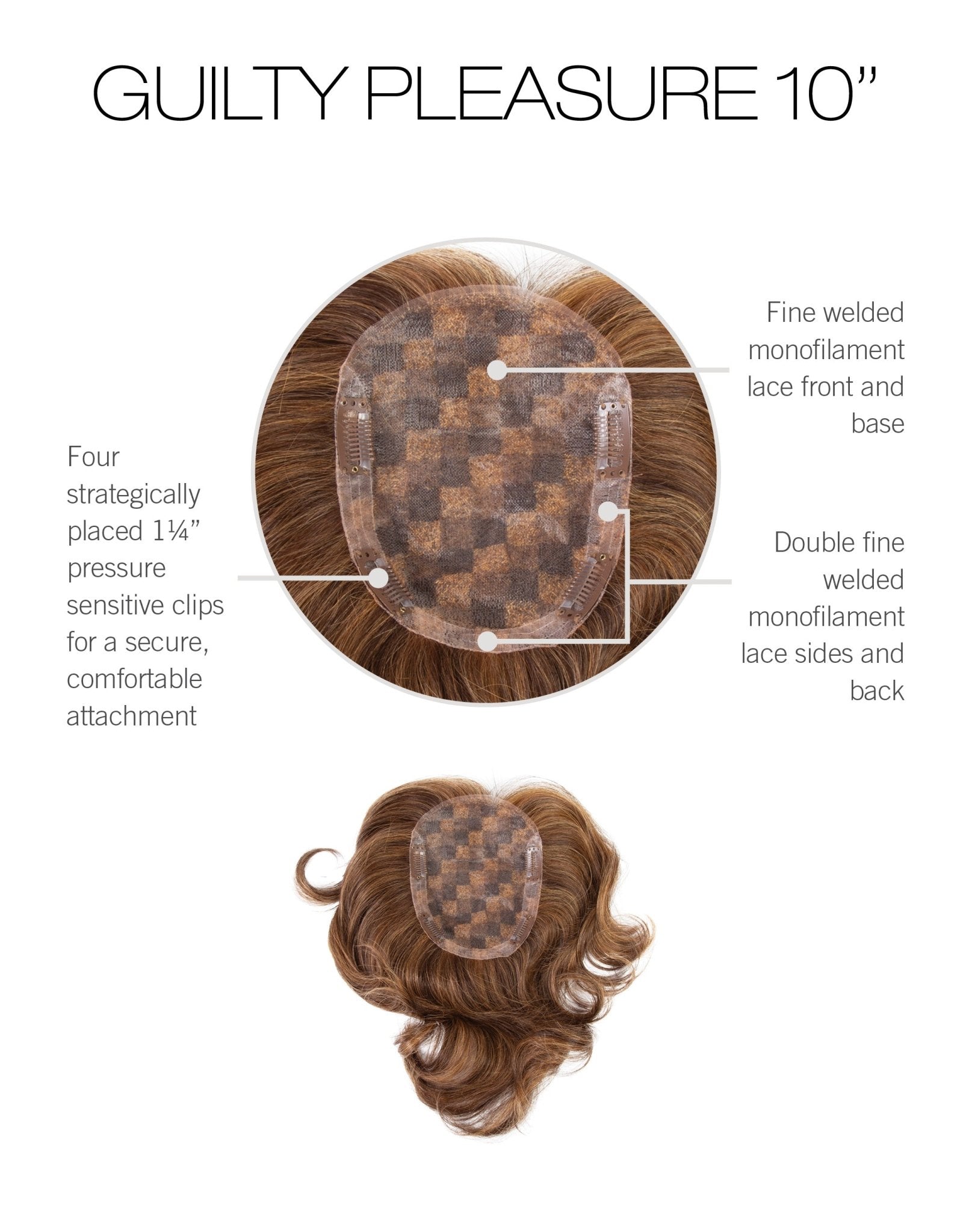 Guilty Pleasure 10inches| Remy Human Hair Topper (Monofilament Top) - Raquel Welch