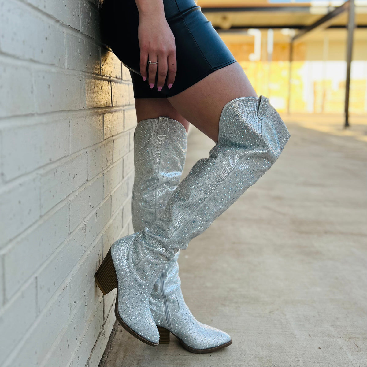 Bring Ya To Your Knees Rhinestone Boots*