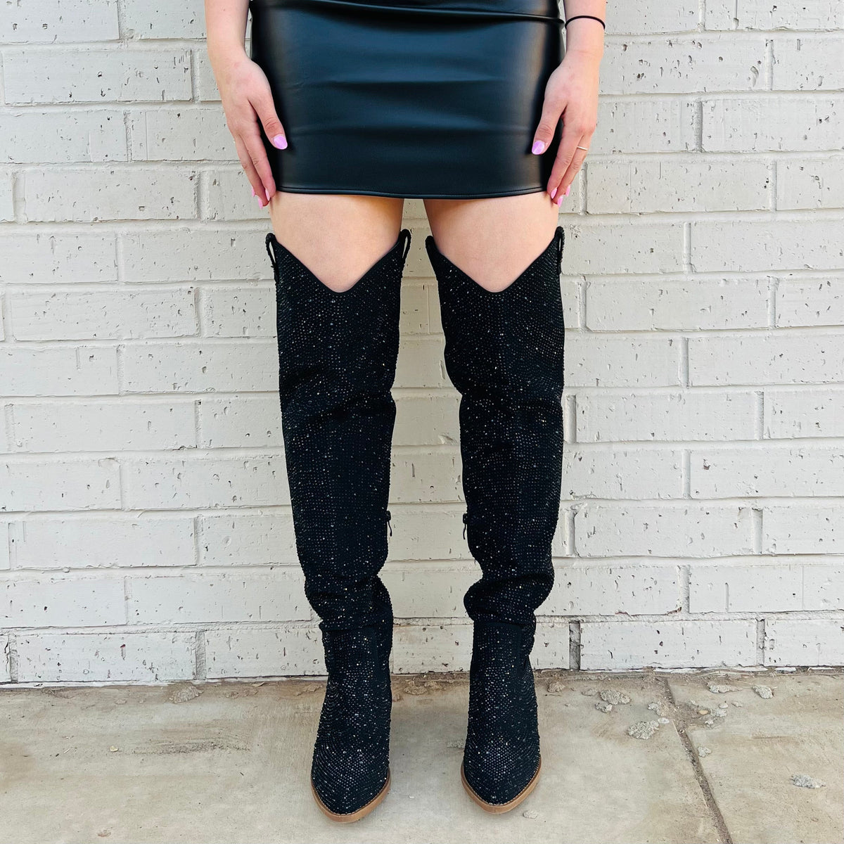 Bring Ya To Your Knees Rhinestone Boots*