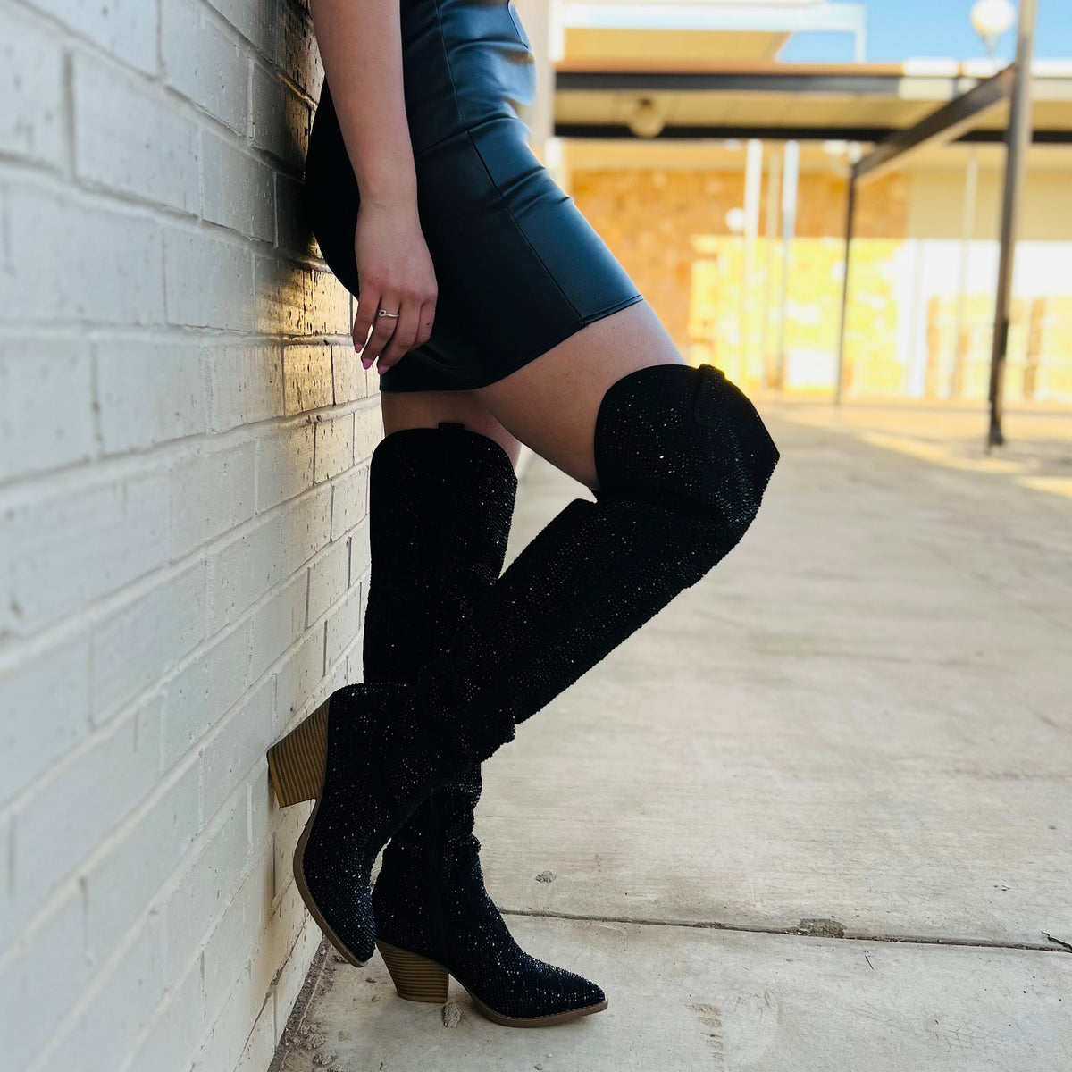 Bring Ya To Your Knees Rhinestone Boots*
