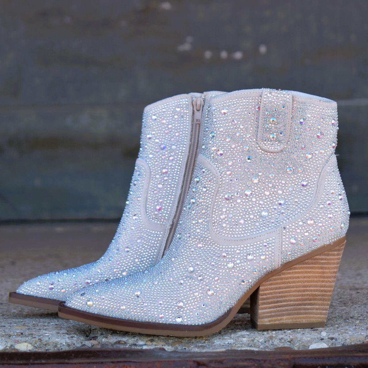 "Kady" Silver Rhinestone Booties*