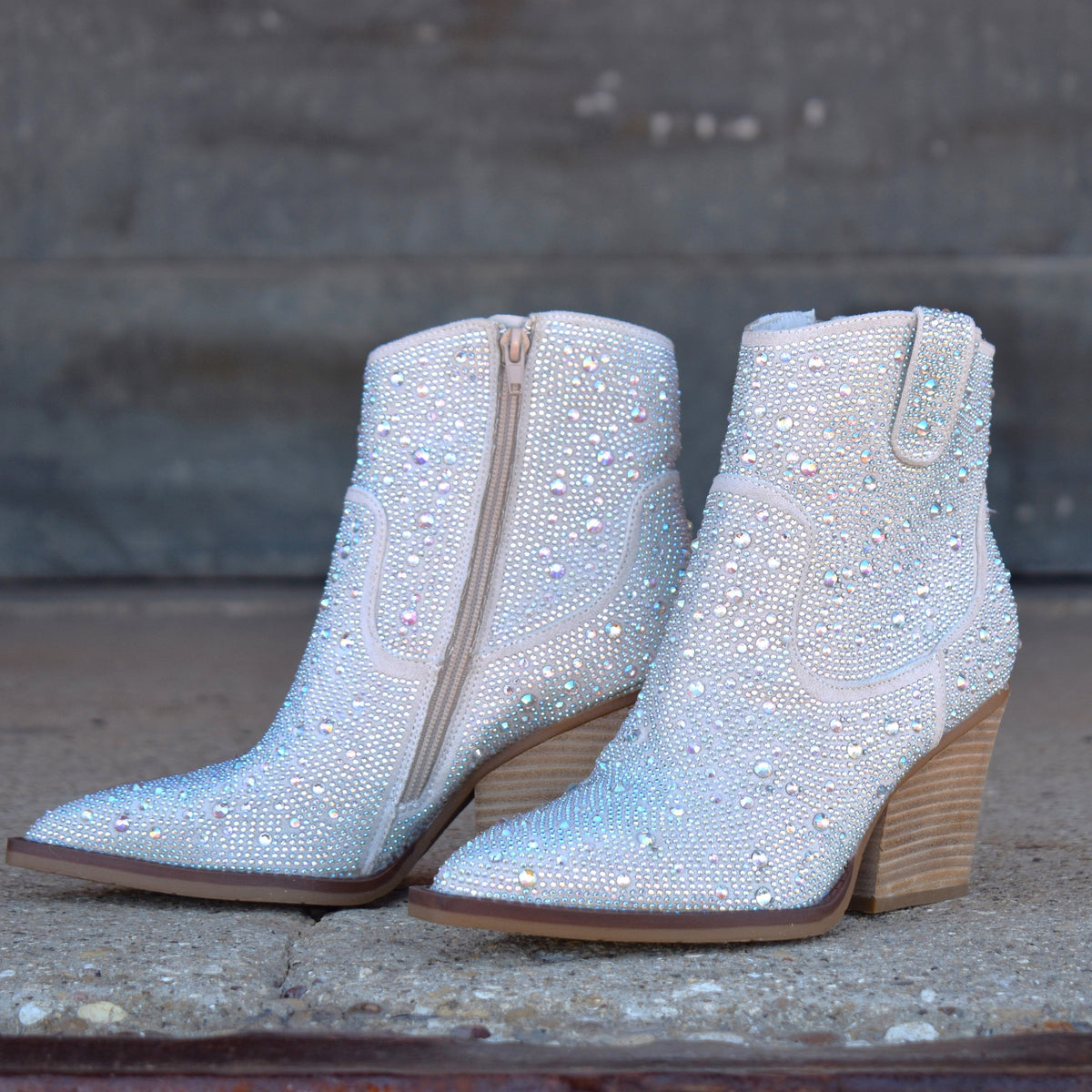 "Kady" Silver Rhinestone Booties*