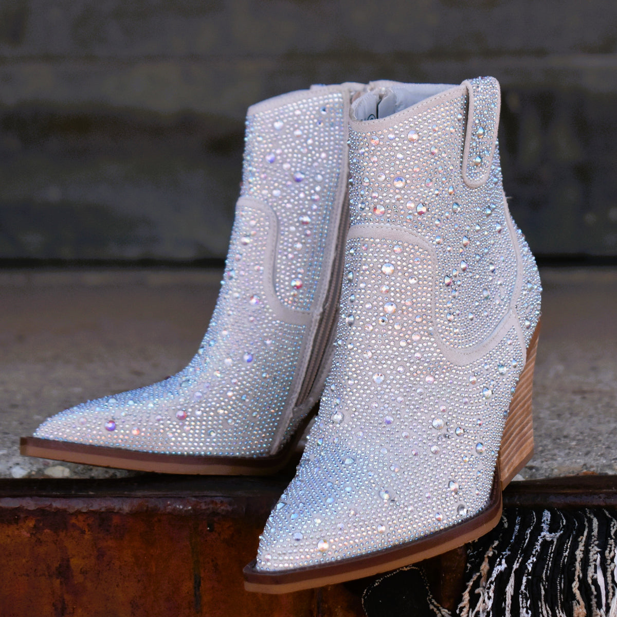 "Kady" Silver Rhinestone Booties*