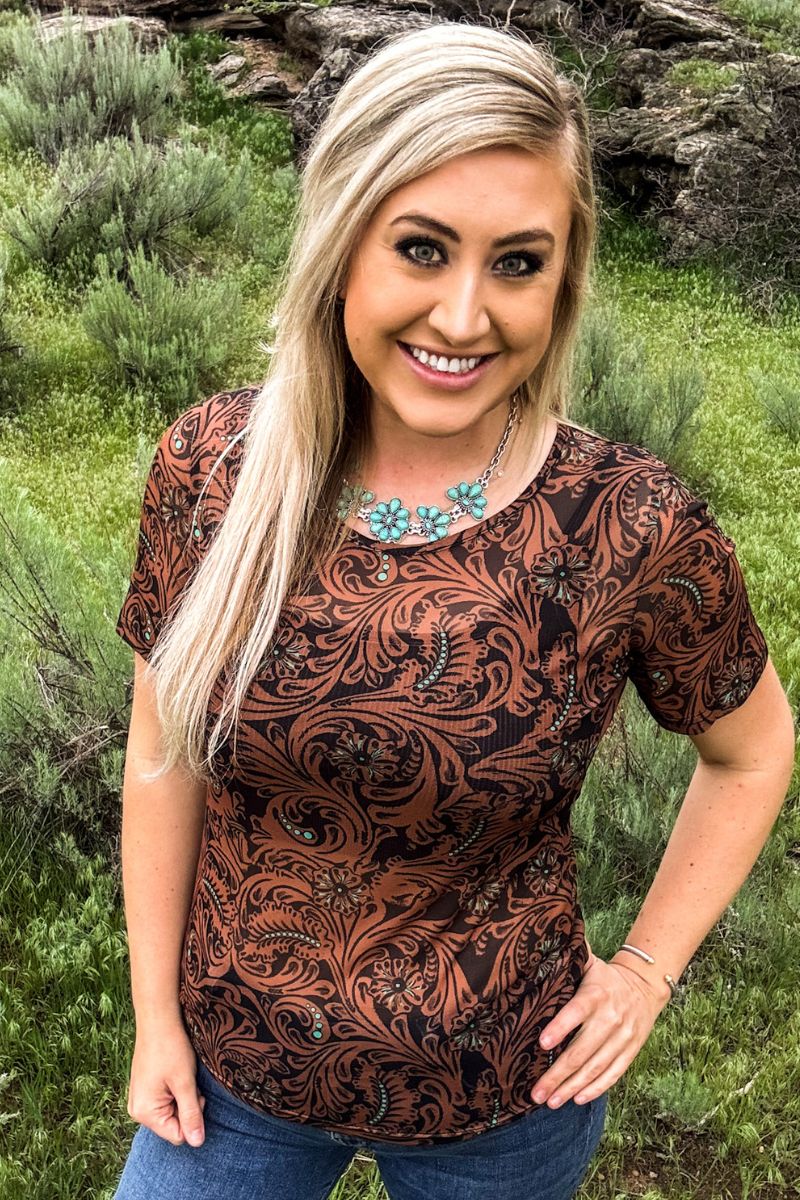 Sterling Kreek Keep It Western Mesh Top