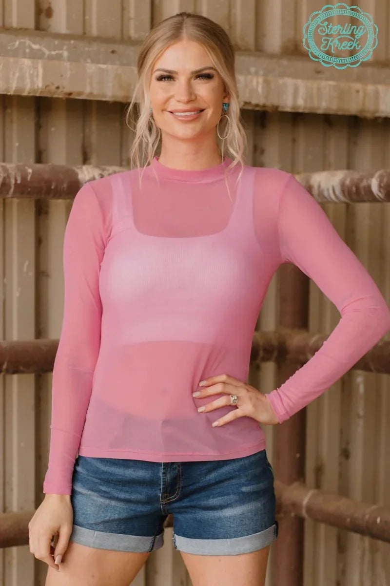 Sterling Kreek Light Pink Meshed Out Top