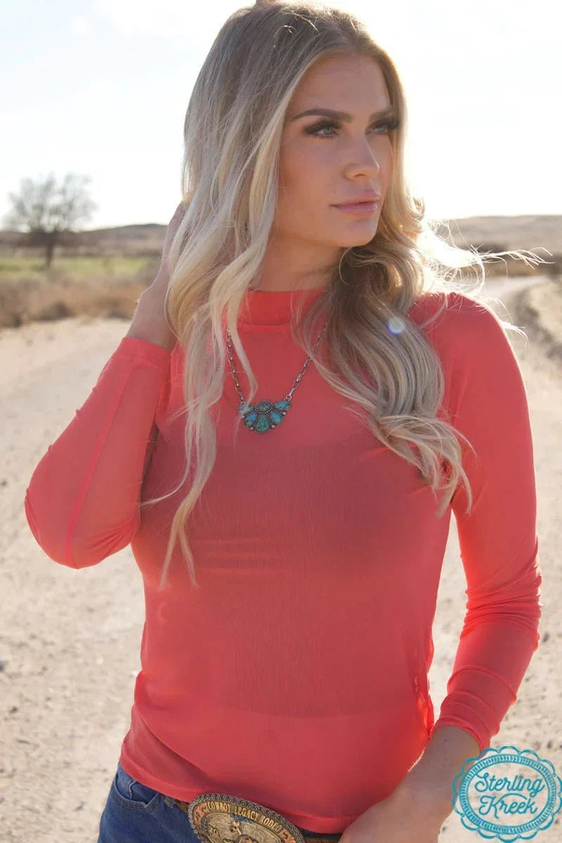 Sterling Kreek Meshed Out Coral Top