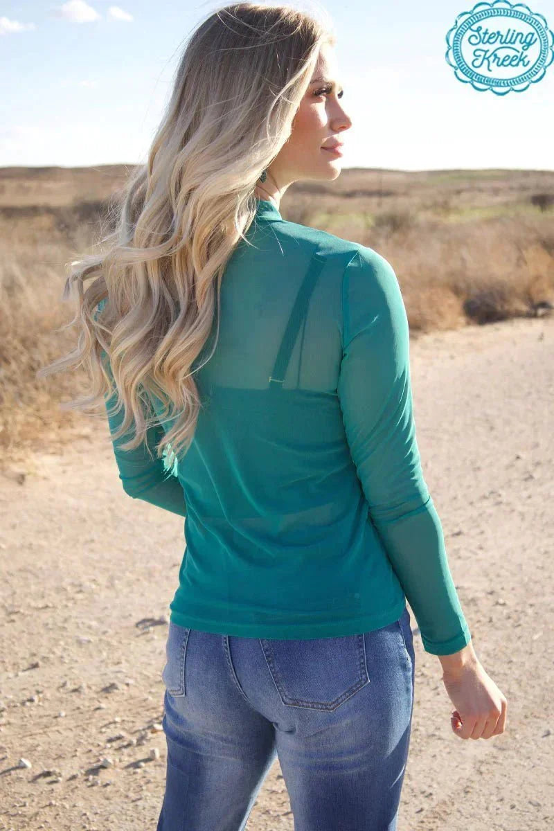 PLUS Sterling Kreek Meshed Out Turquoise Top