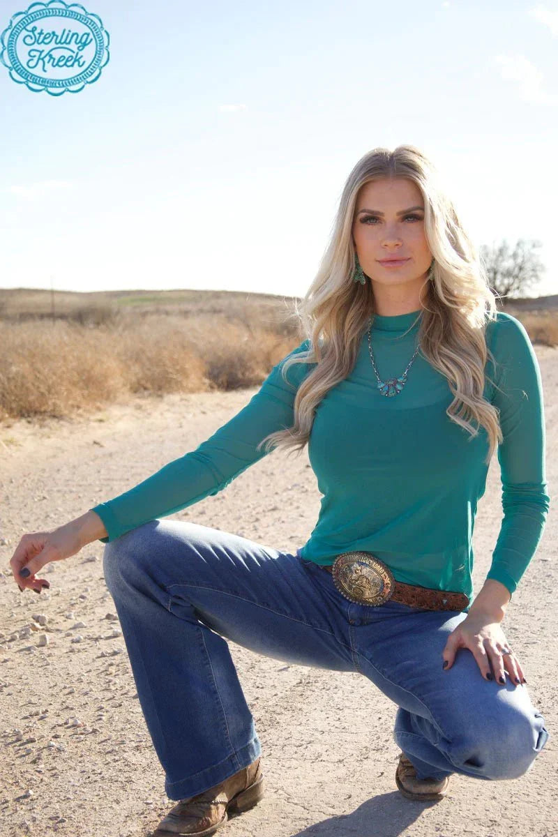 Sterling Kreek Meshed Out Turquoise Top