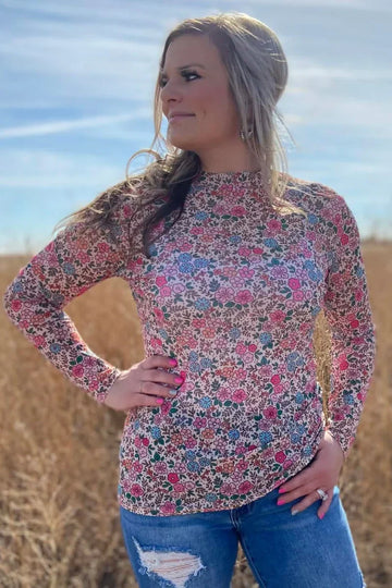 Sterling Kreek Sunday Morning Bloom Mesh Top