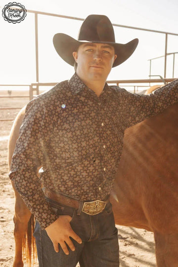 Mens Red Cloud Button Up*
