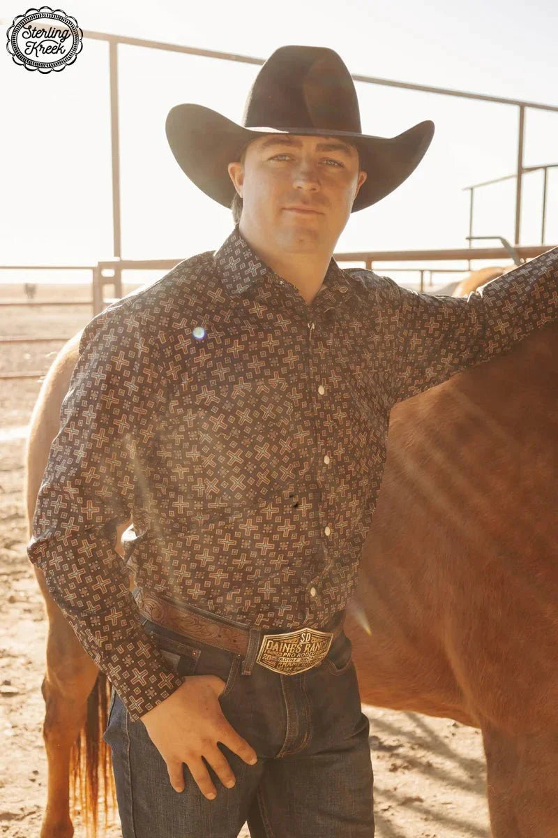 Mens Red Cloud Button Up*