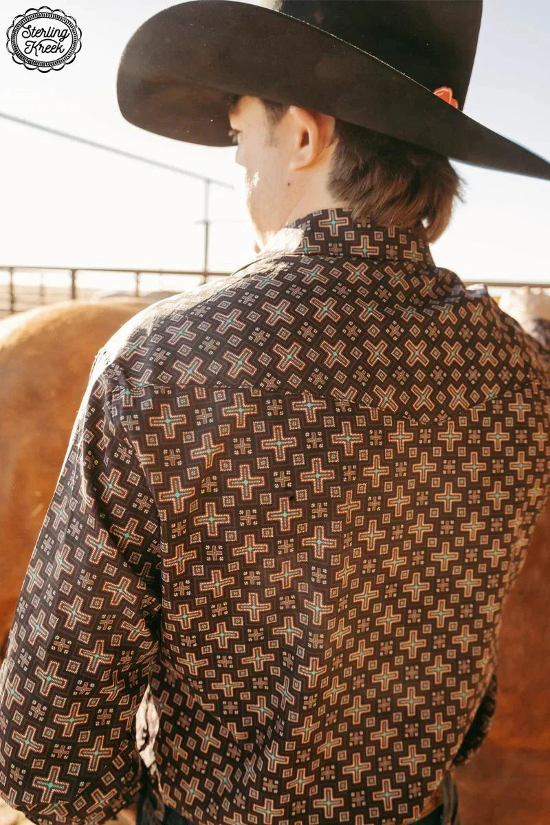Mens Red Cloud Button Up*