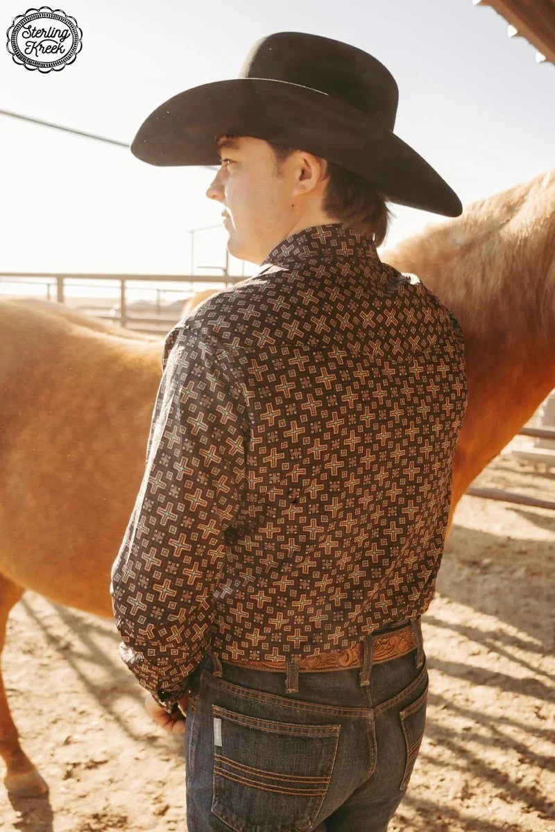Mens Red Cloud Button Up*
