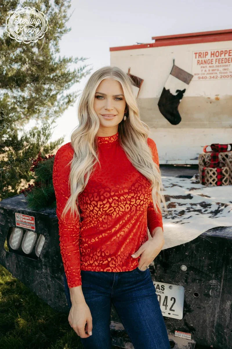Ruby Red Panther Top