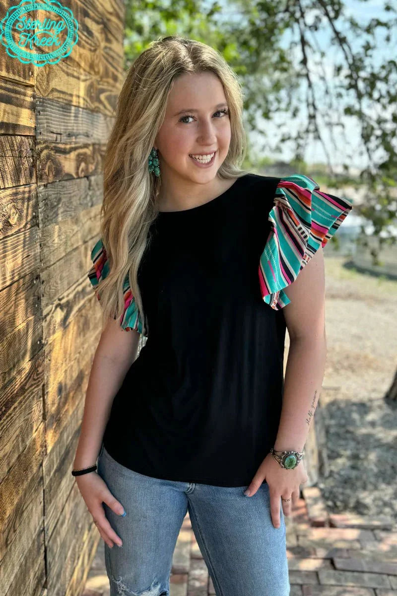 PLUS Sterling Kreek Ruffle Me Serape Top