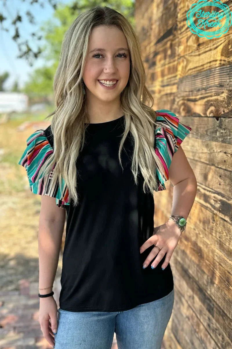 Sterling Kreek Ruffle Me Serape Top