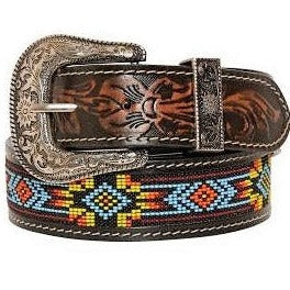 Rain Dance Beaded Leather Belt