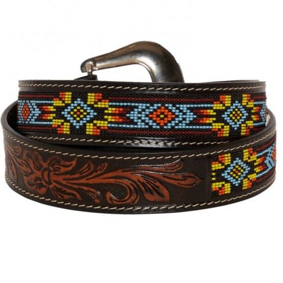 Rain Dance Beaded Leather Belt