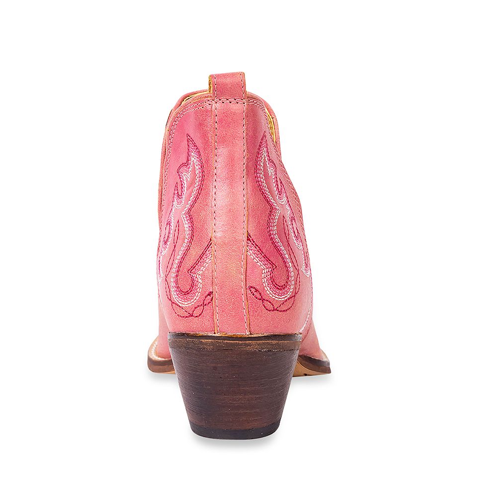 Myra Pink Maisie Leather Stitched Booties
