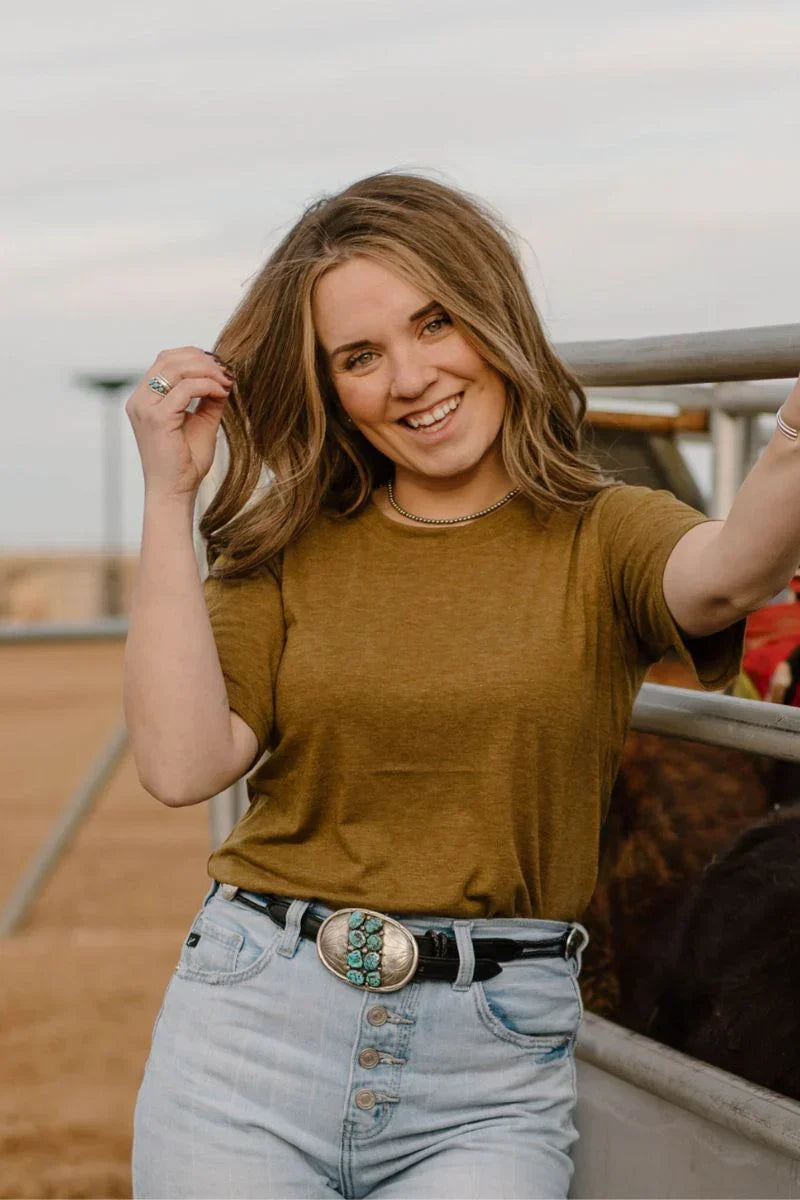 Sterling Kreek Simple Sterling Heathered Hunter Top