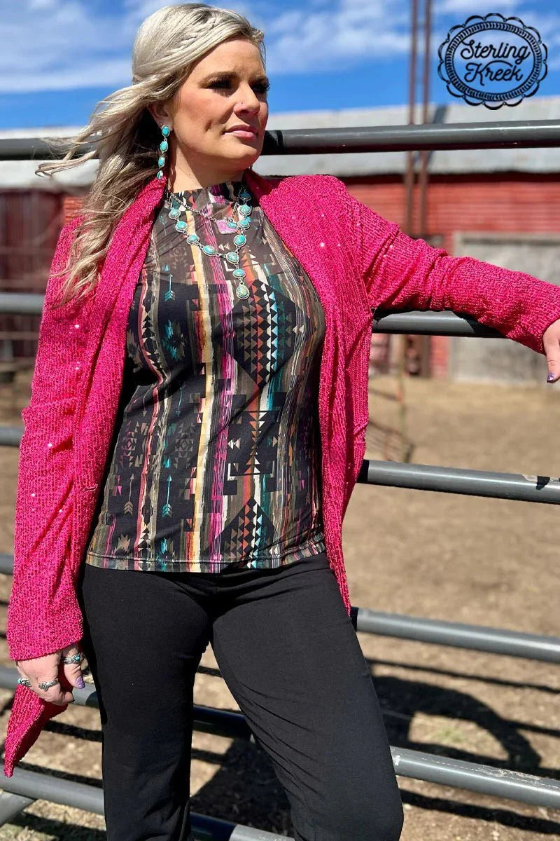 PLUS Aztec Warrior Mesh Top*