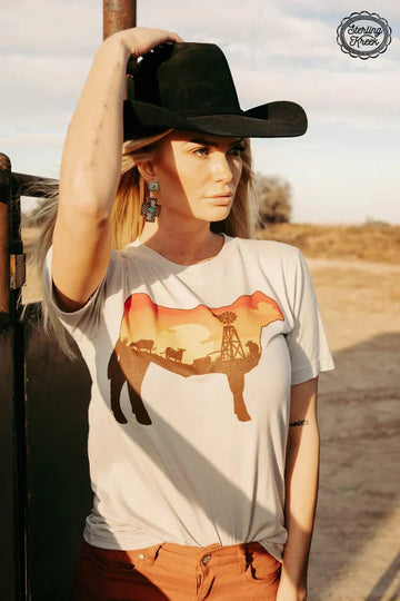 Sunset Steer Tee