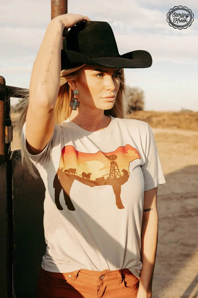 Sunset Steer Tee