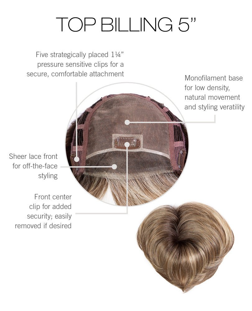 Top Billing 5inches| Synthetic Lace Front Hair Topper (Monofilament Top) - Raquel Welch