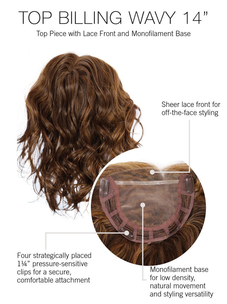 Wavy Top Billing 14inches| Synthetic Lace Front Hair Topper (Monofilament Top) - Raquel Welch